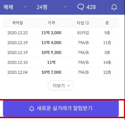 호갱노노 실거래가 확인