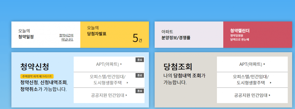 한국 부동산원 청약홈 화면 캡쳐